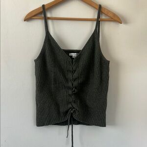 American Eagle Women's Dark Green Knit Tank Top Tie Detail Large